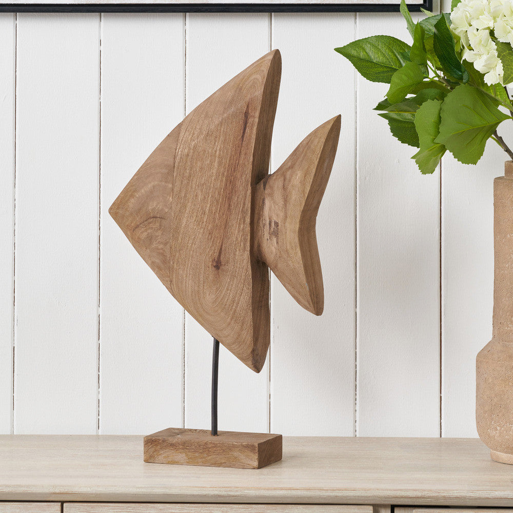 Natural Handcarved Mango Wood Altum Angelfish Ornament