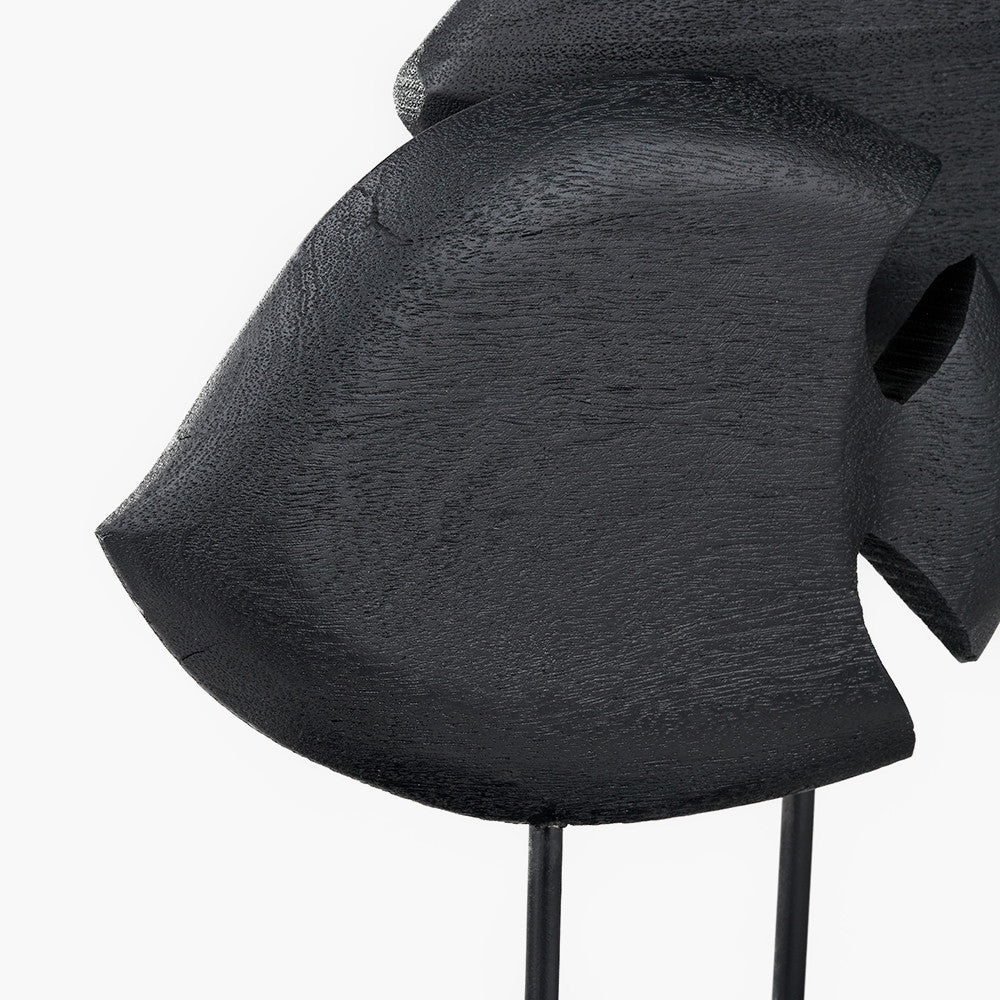 Black Handcarved Mango Wood Double Teardrop Angelfish Ornament