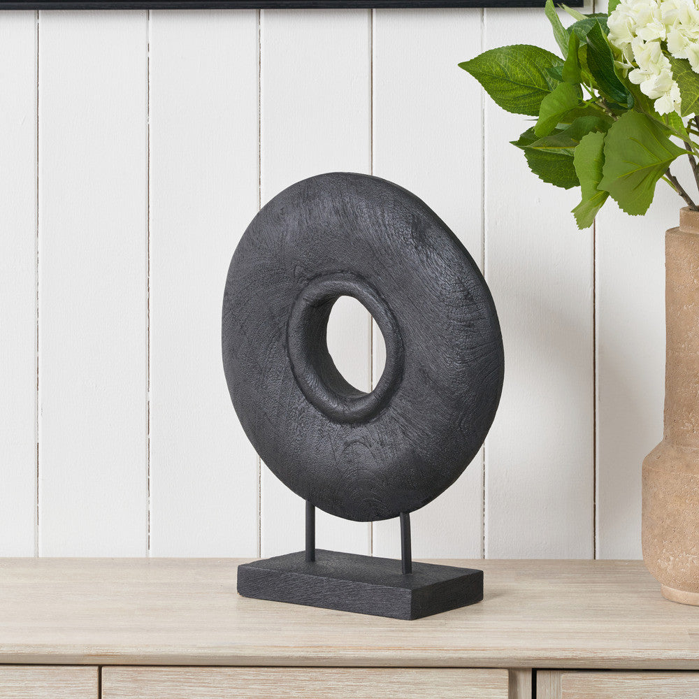 Black Handcarved Mango Wood Circular Ornament
