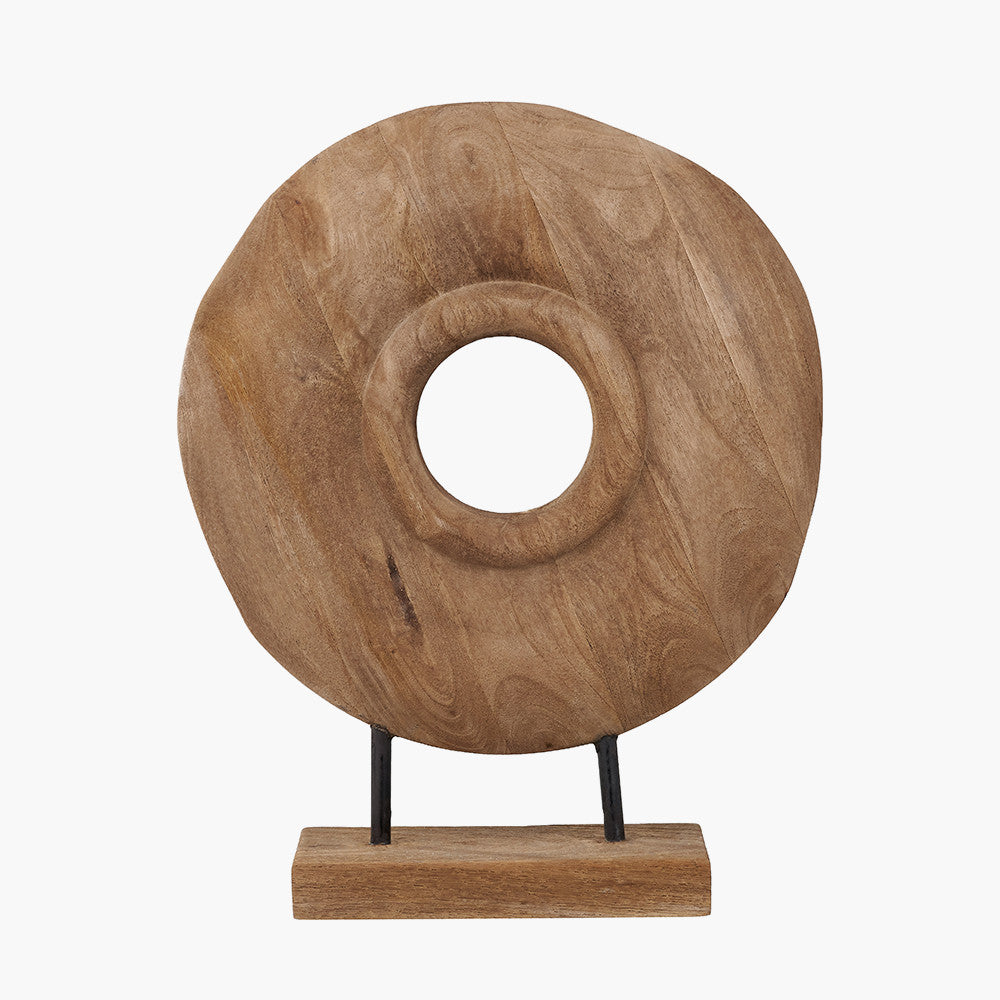 Natural Handcarved Mango Wood Circular Ornament