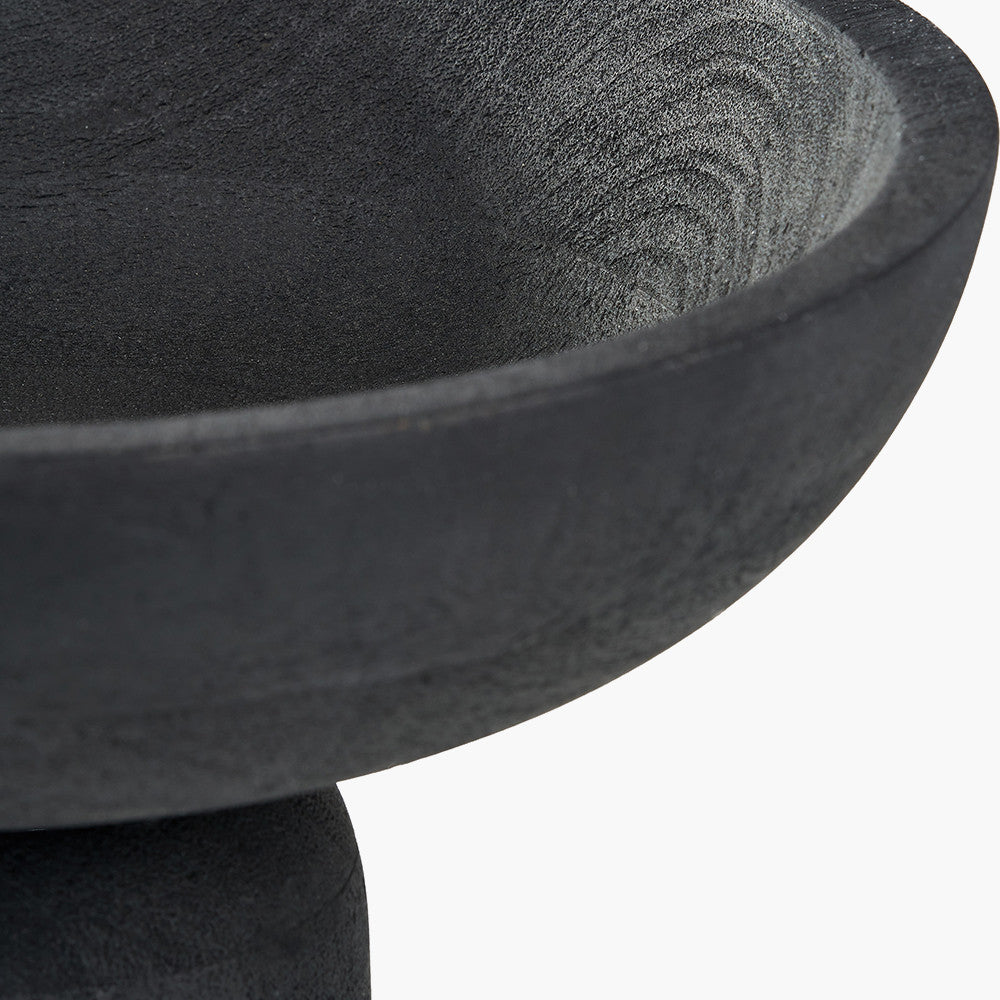 Black Handcarved Mango Wood Bowl with Raised Base