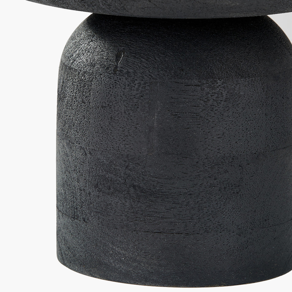 Black Handcarved Mango Wood Bowl with Raised Base