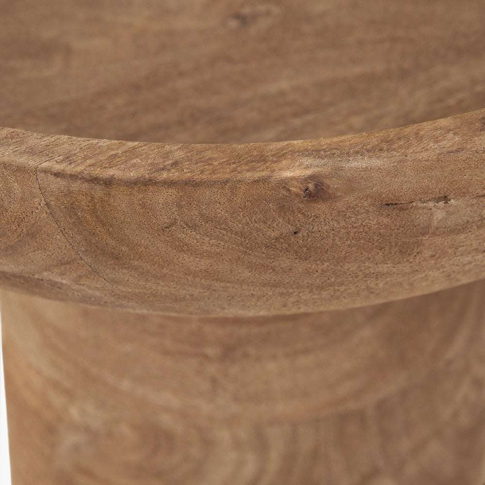 Natural Handcarved Mango Wood Bowl with Raised Base