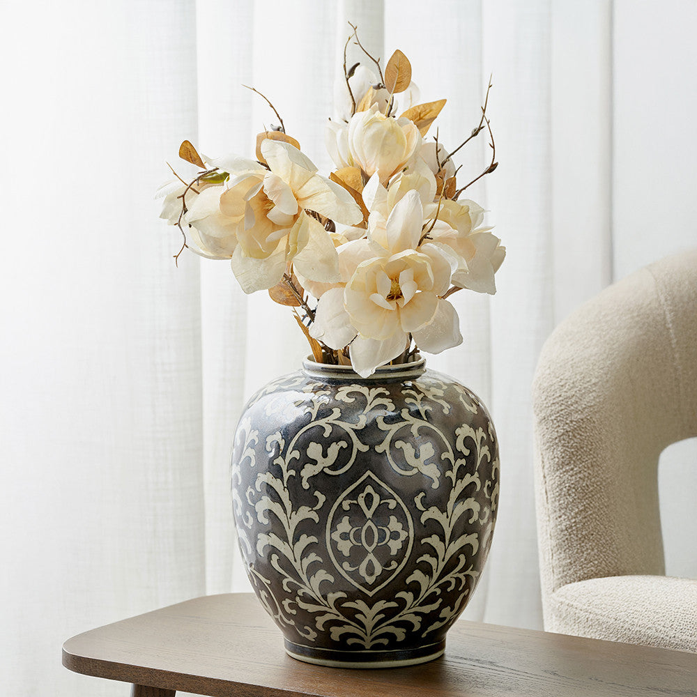 Florentine Grey and White Ceramic Vase