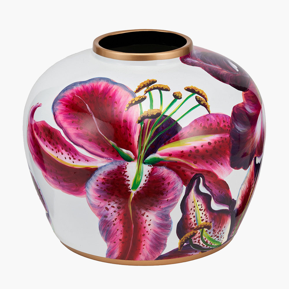 Laelia Pink Lily Ceramic Urn Vase