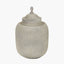 Raj Stone Grey Hammered Metal Urn Vase with Lid