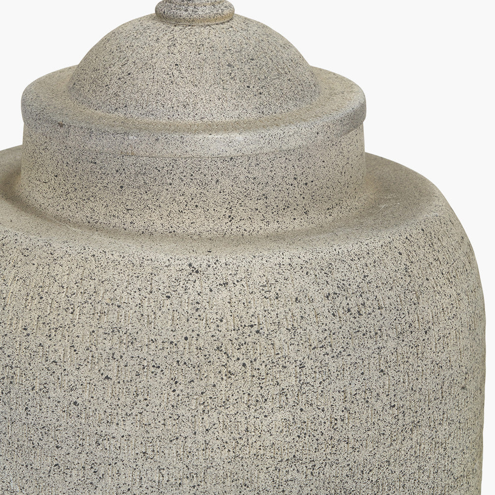 Raj Stone Grey Hammered Metal Urn Vase with Lid