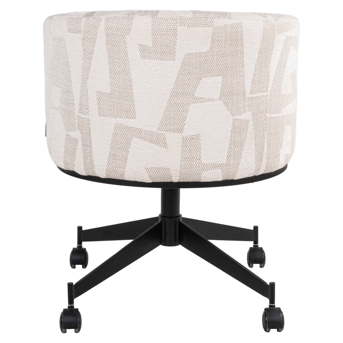 Dining chair Rochenne beige graffic swivel on wheels