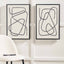 S/2 Black Squiggle Print Canvases with Black Frames