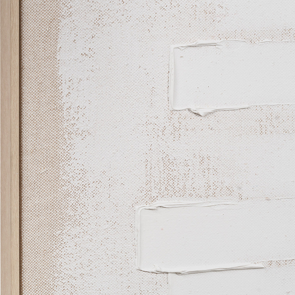 White and Natural Textured Canvas with Natural Frame