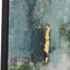 Gold and Blue Tone Abstract Canvas with Black Frame