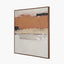 White and Terracotta Abstract Square Canvas with Oak Effect Frame