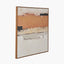 White and Terracotta Abstract Square Canvas with Oak Effect Frame