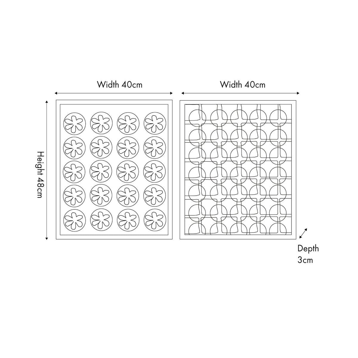 S/2 Circular Pattern Natural Paper Design Wall Art with Black Frames