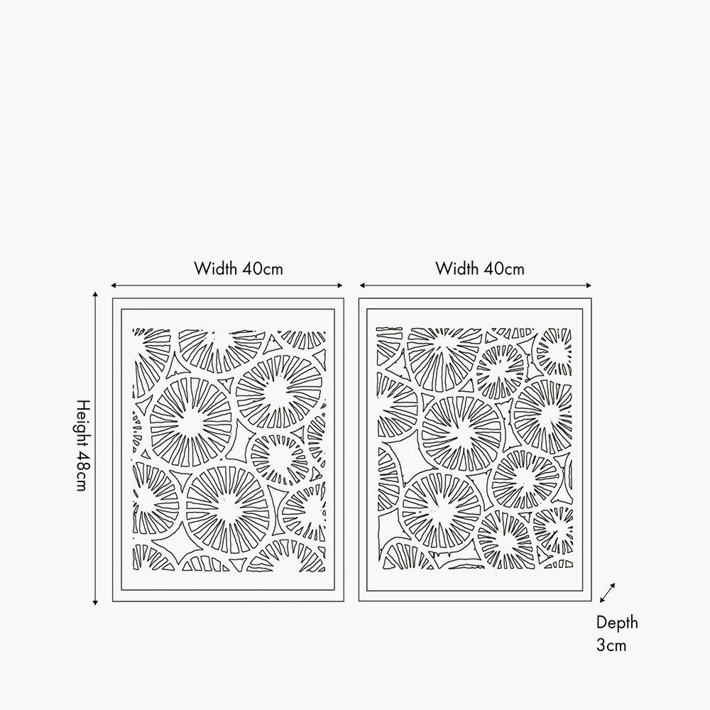 S/2 Cut Out Pattern Natural Paper Design Wall Art with Natural Frames