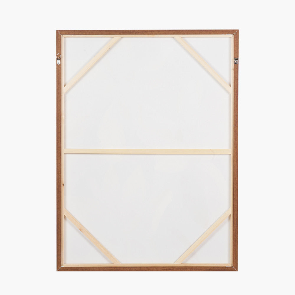 White and Natural Floral Canvas with Oak Effect Frame