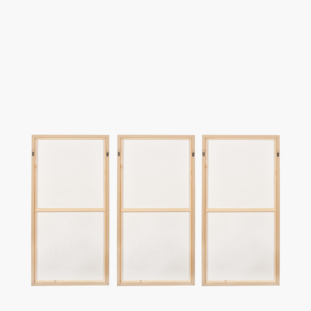 S/3 Natural and White Landscape Canvases with Natural Frames