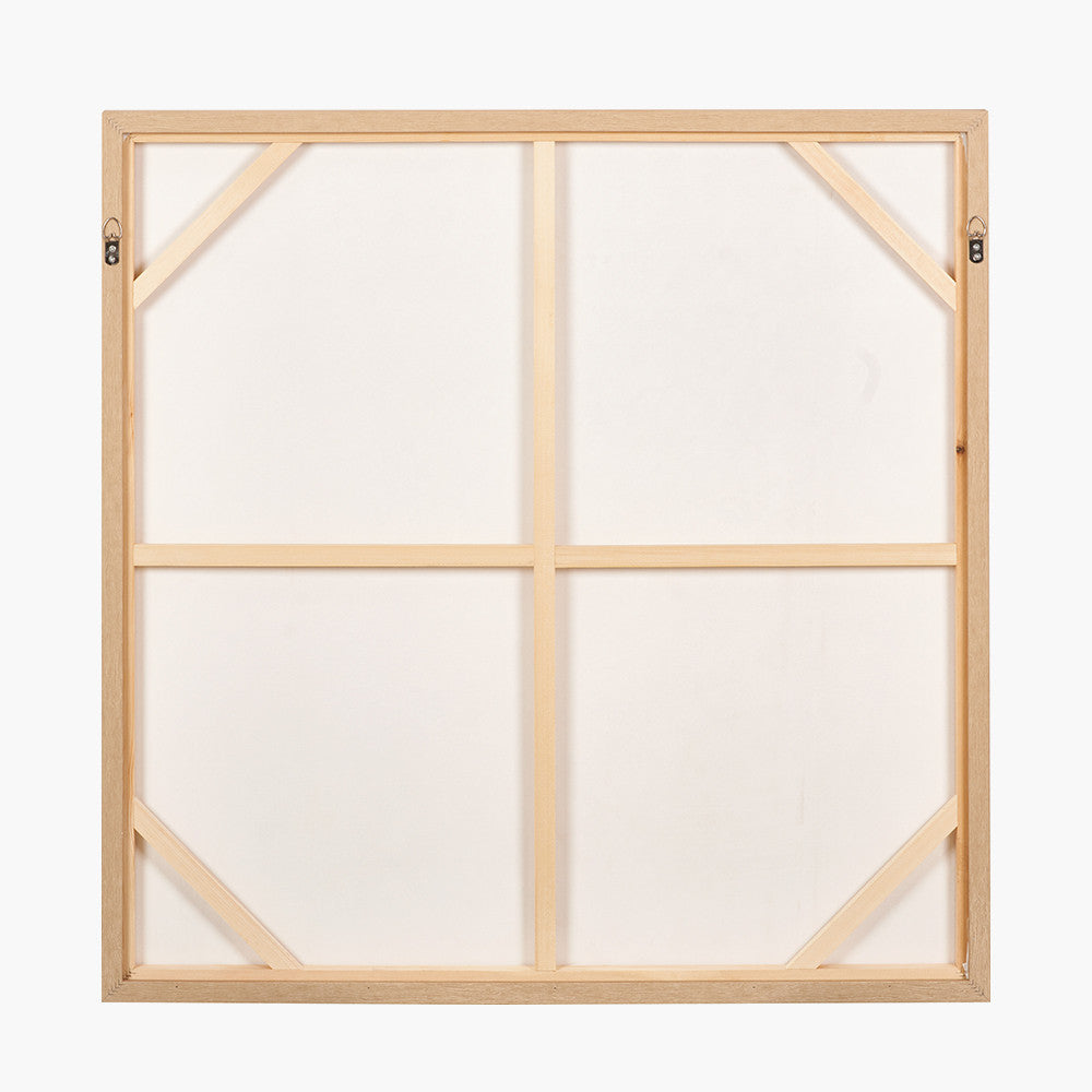 White and Natural Floral Square Canvas with Natural Frame