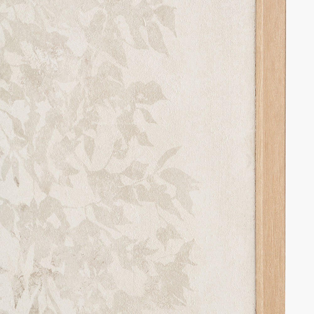 White and Natural Floral Square Canvas with Natural Frame