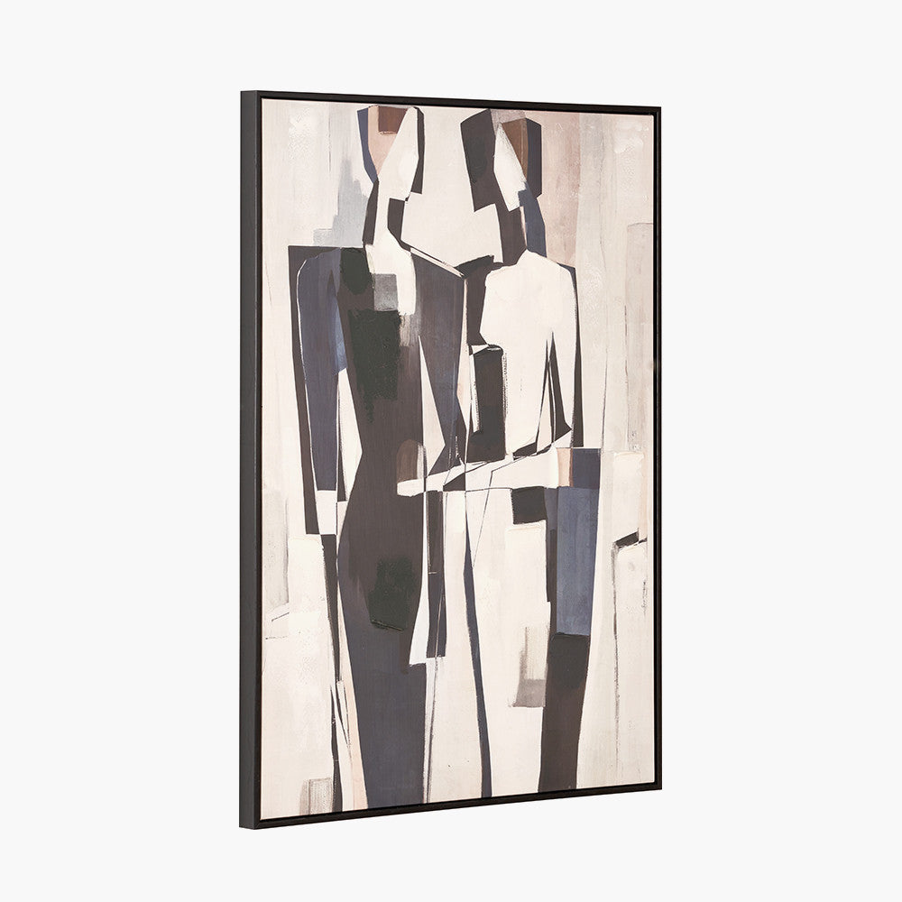 Monochrome Abstract People Canvas with Black Frame