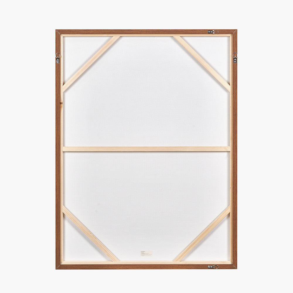 Brown and Natural Linear Design Canvas with Oak Effect Frame