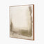 Green and Natural Abstract Square Hessian Canvas with Oak Effect Frame