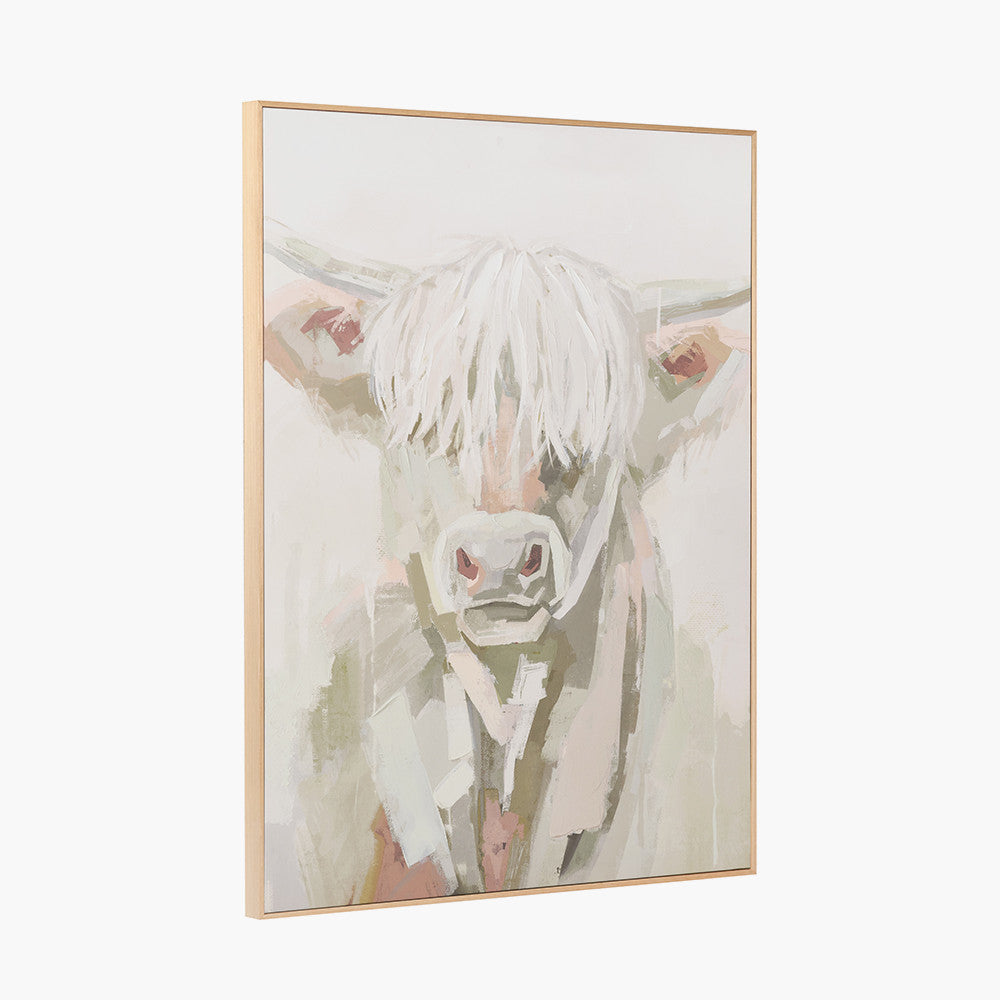 Sage and Naturals Highland Cow Canvas with Natural Frame