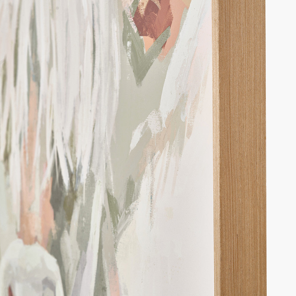 Sage and Naturals Highland Cow Canvas with Natural Frame