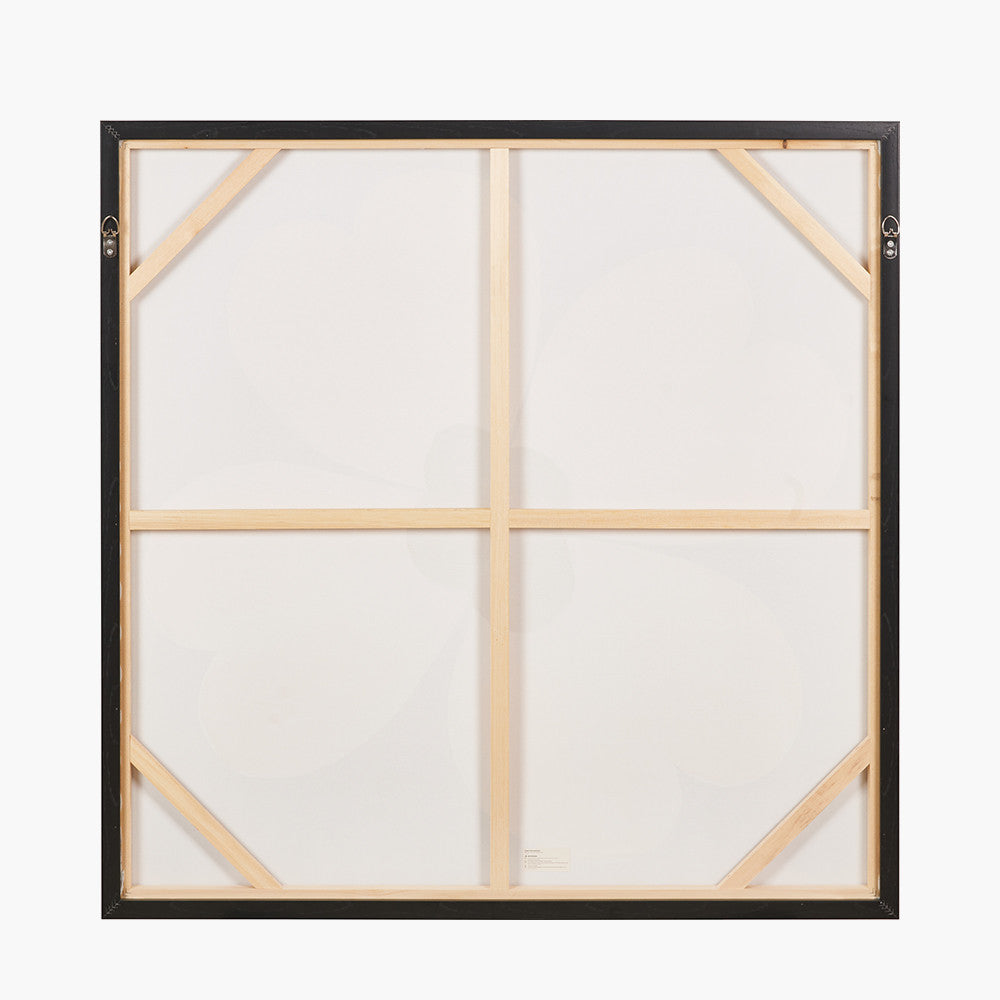 Brown and Natural Large Flower Design Canvas with Black Frame