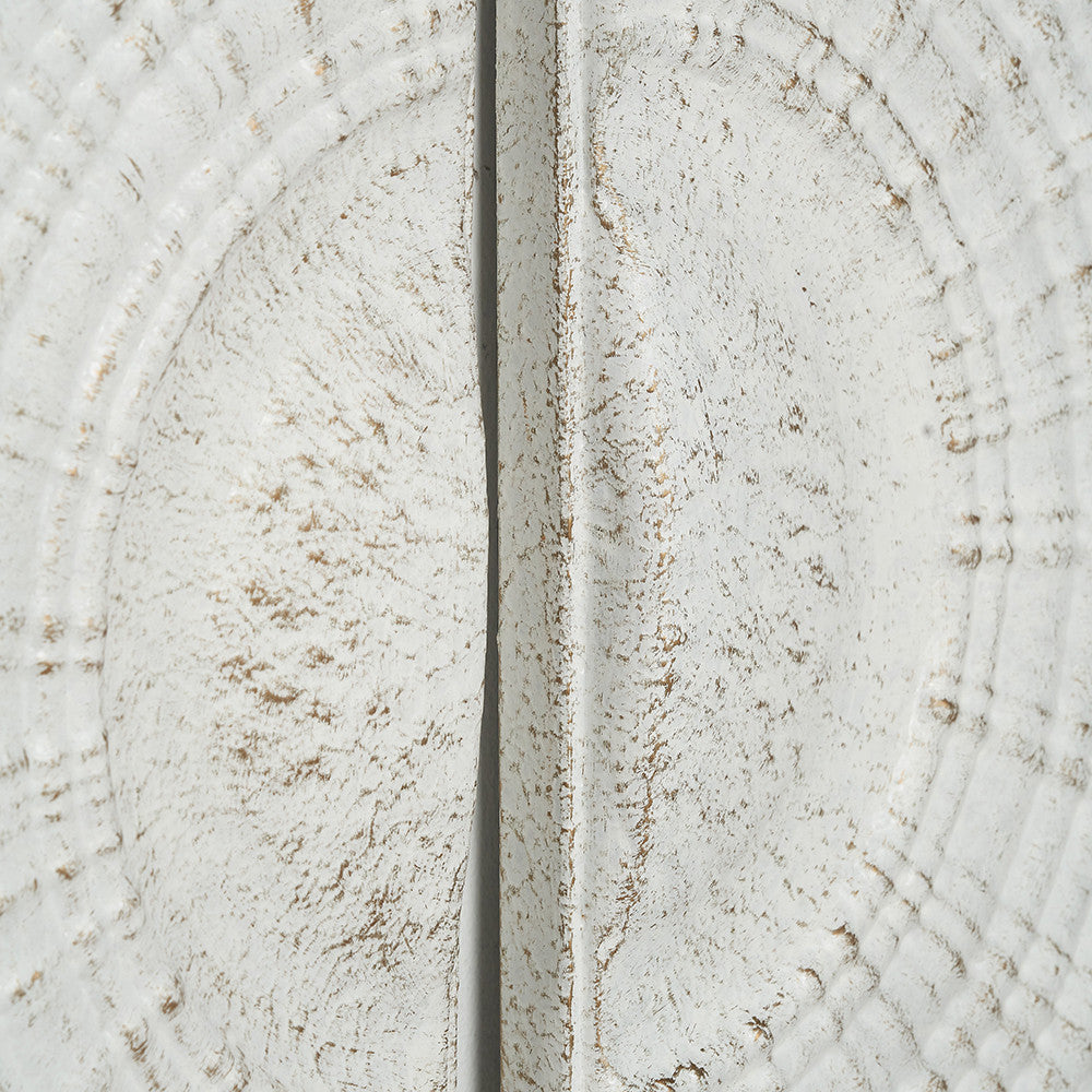S/2 Antique White Moulded Metal Circle Wall Art