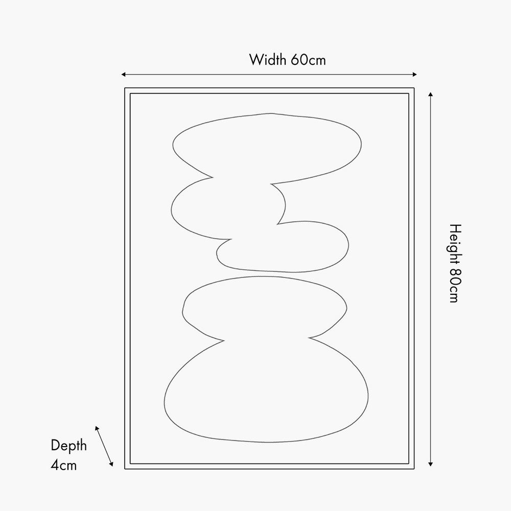 Black and Natural Stone Design Canvas Wall Art with Black Frame