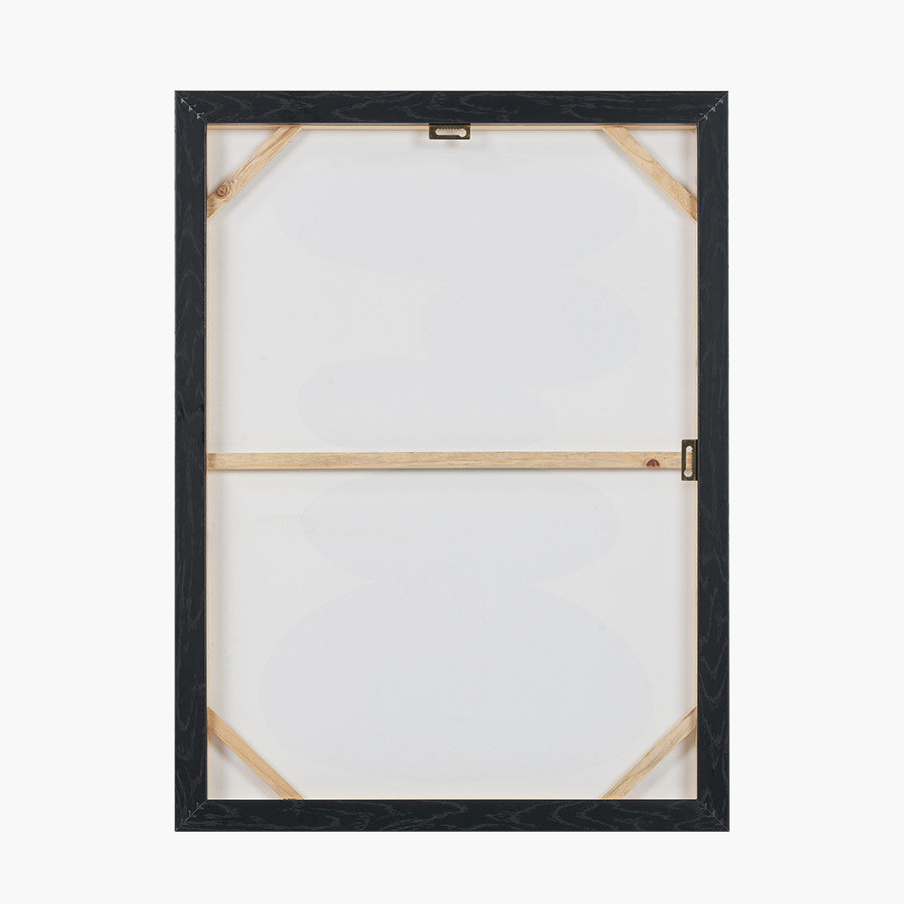 Black and Natural Stone Design Canvas Wall Art with Black Frame