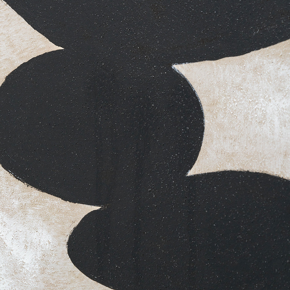 Black and Natural Stone Design Canvas Wall Art with Black Frame