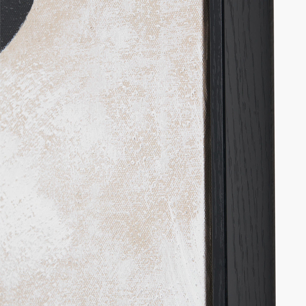 Black and Natural Stone Design Canvas Wall Art with Black Frame