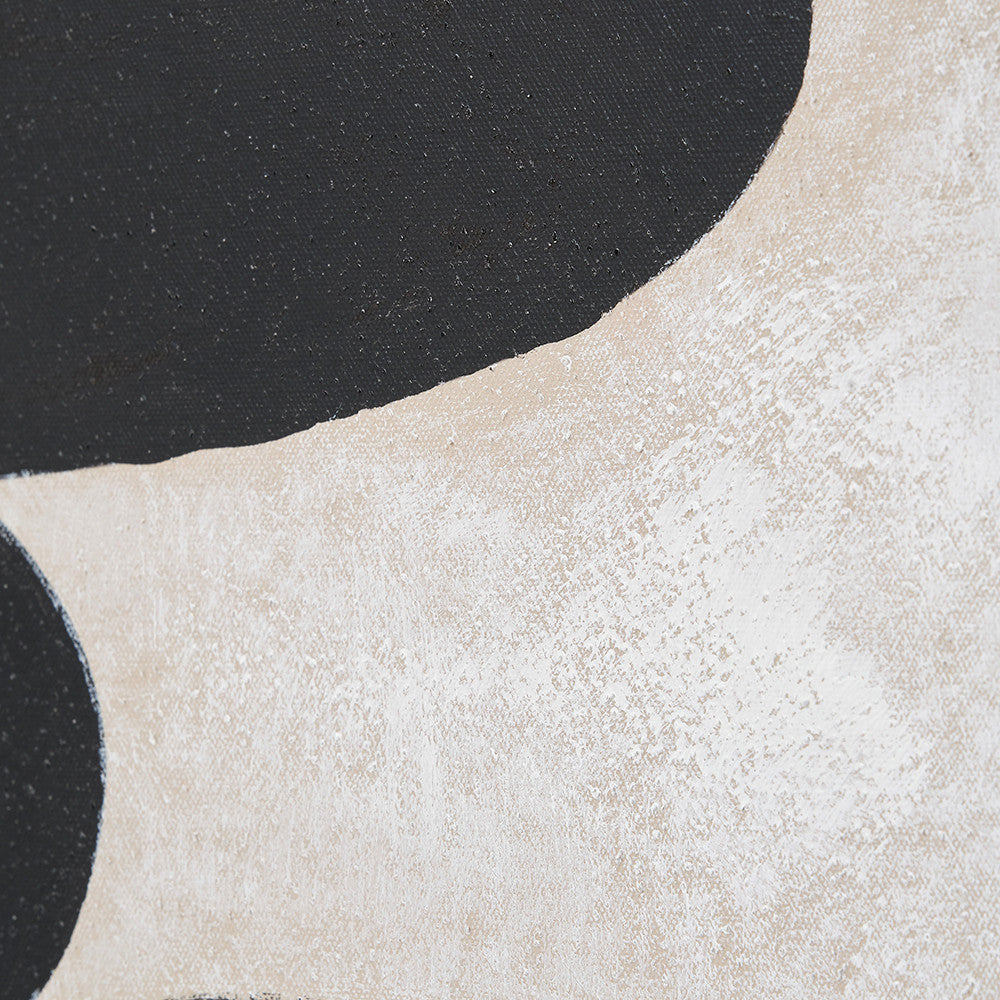 Black and Natural Stone Design Canvas Wall Art with Black Frame