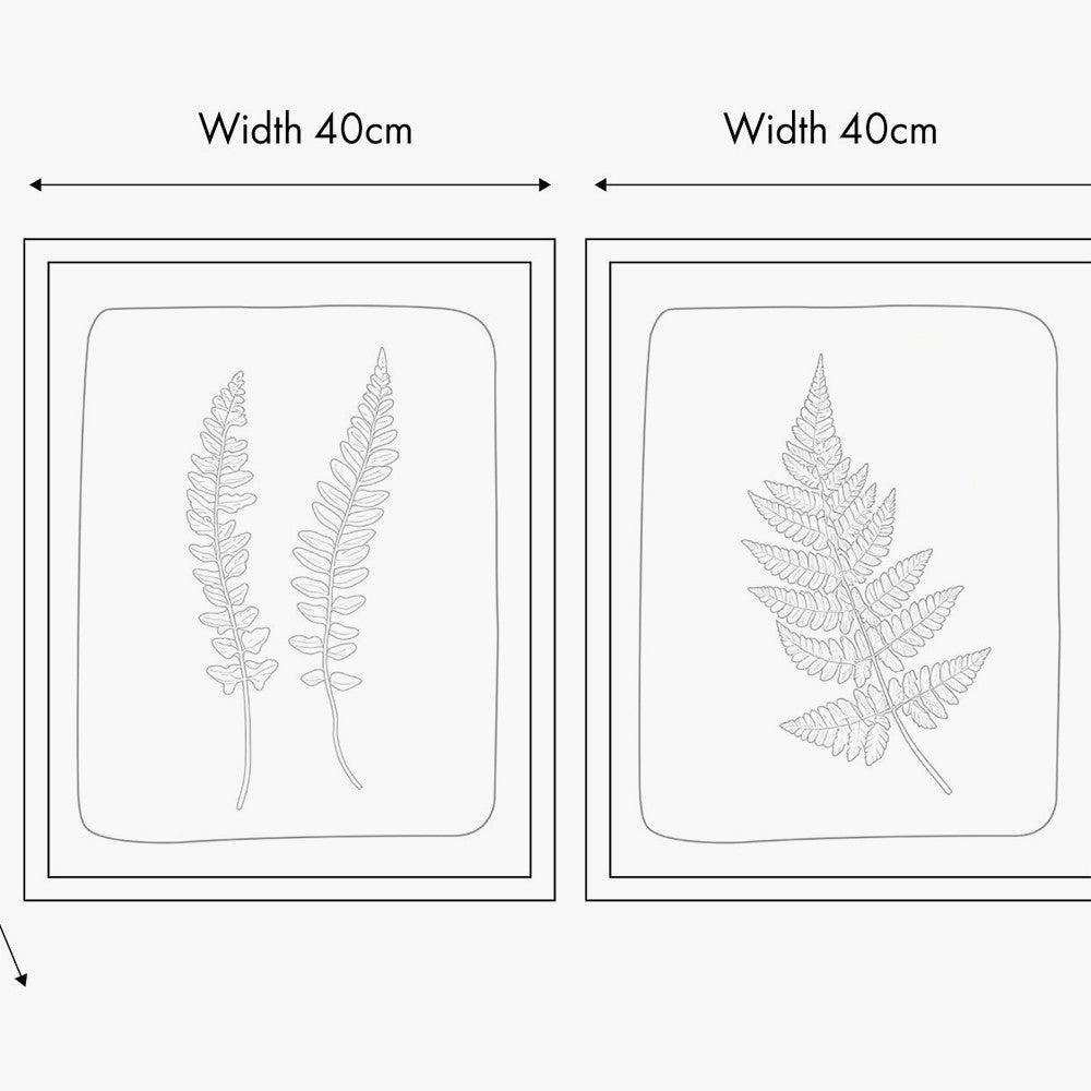 S/2 Green and Natural Fern Canvas Wall Art with Natural Frames