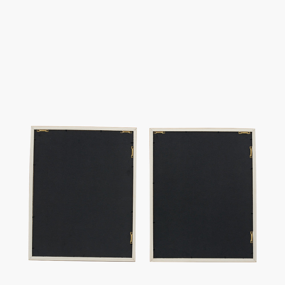 S/2 Green and Natural Fern Canvas Wall Art with Natural Frames