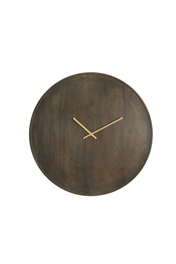 Clock 56 cm VETI mango wood dark brown+gold