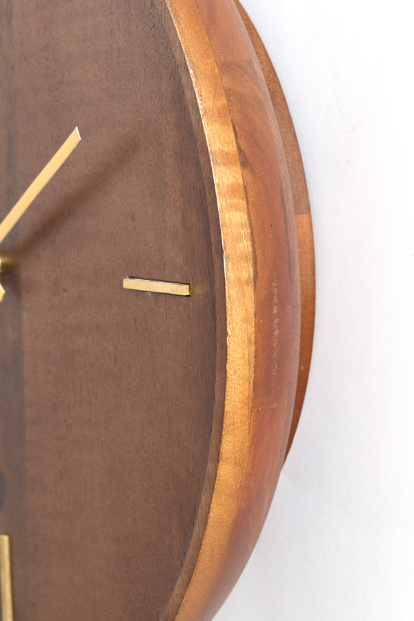 Clock 41 cm VETI mango wood brown+gold