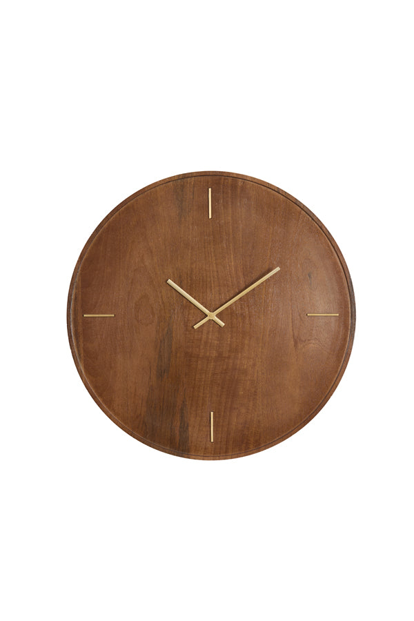 Clock 56 cm VETI mango wood brown+gold
