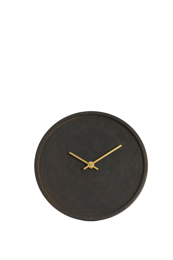 Clock 20 cm VETI mango wood dark brown+gold