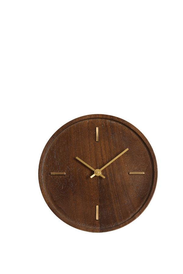 Clock 20 cm VETI mango wood brown+gold