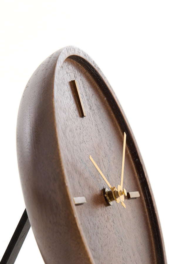 Clock 20 cm VETI mango wood brown+gold