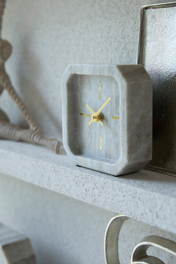 Clock 13x4x13 cm PABLIA marble sand-grey