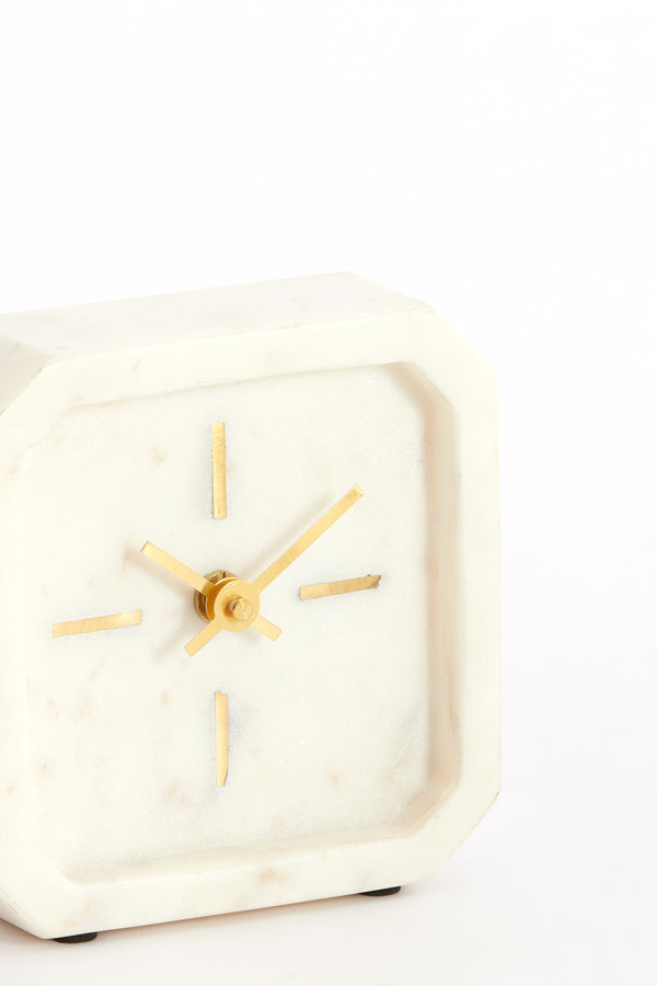 Clock 13x4x13 cm PABLIA marble white