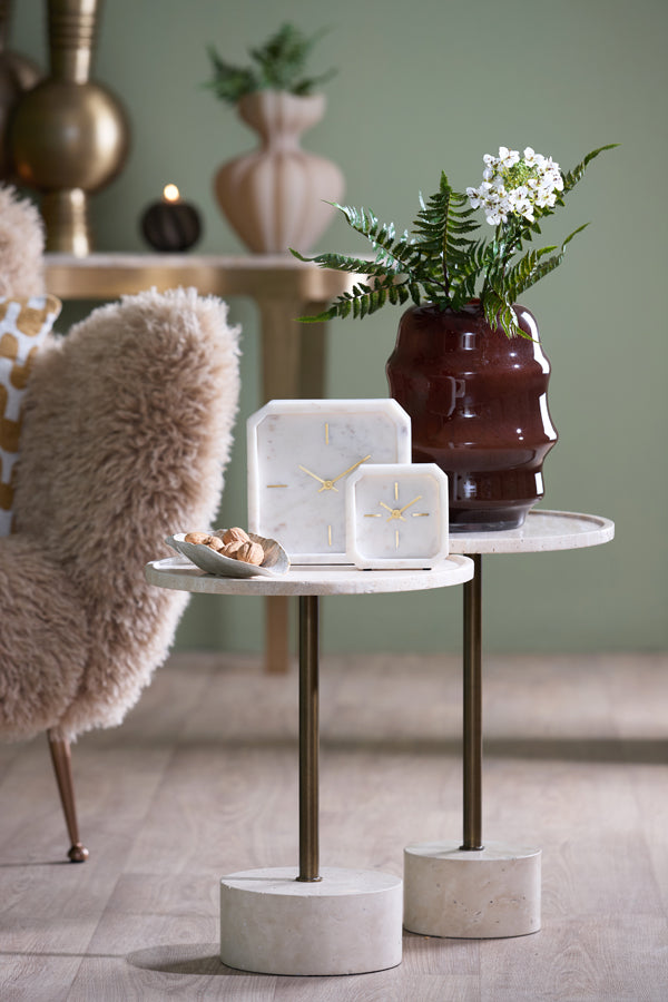 Clock 13x4x13 cm PABLIA marble white