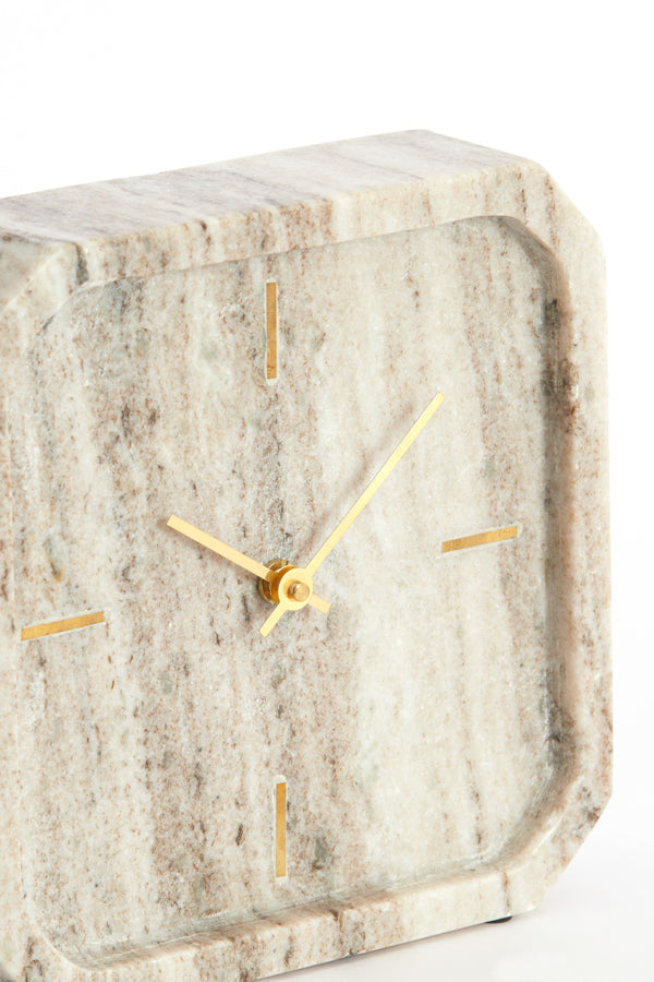 Clock 20,5x6x20,5 cm PABLIA marble sand-grey