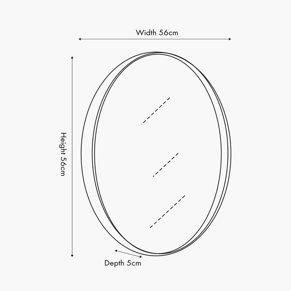 Natural Wood Veneer Slim Frame Round Wall Mirror