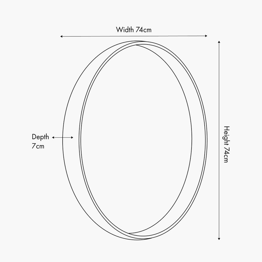 Natural Wood Veneer Deep Edge Round Wall Mirror Large