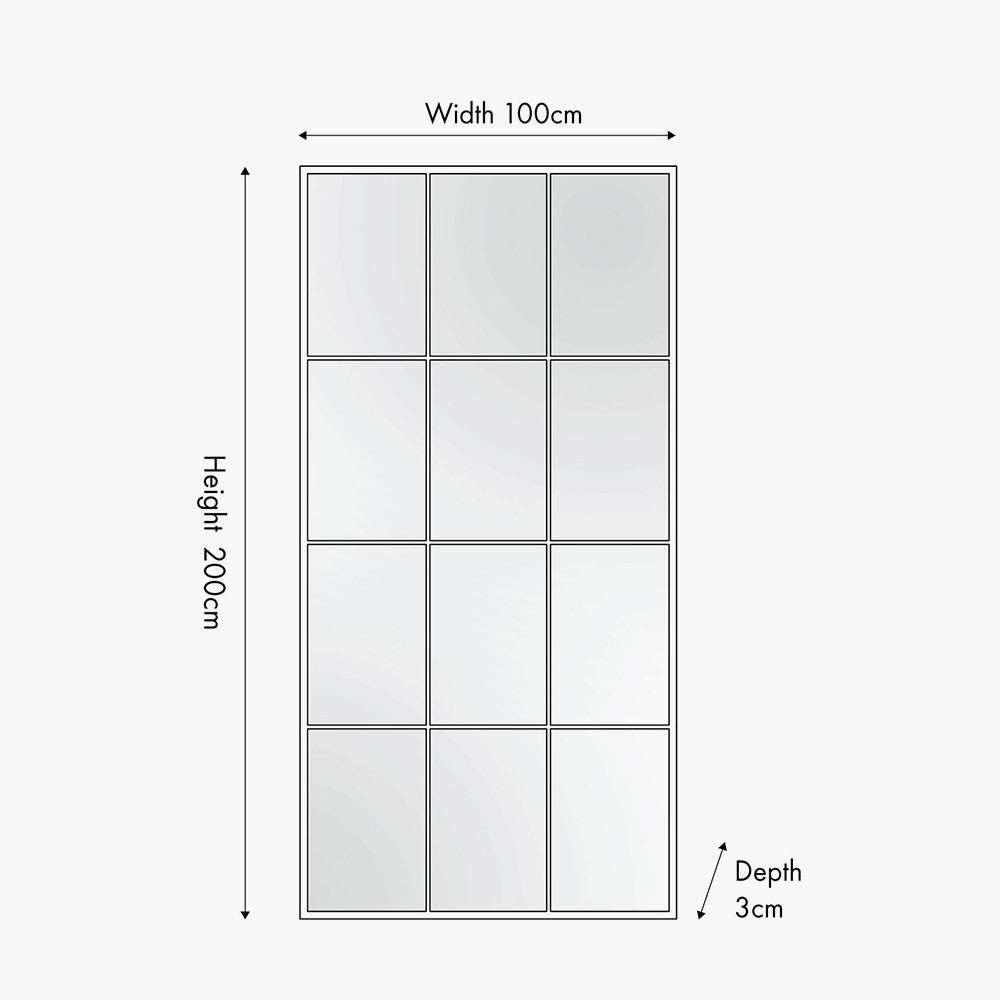 Dark Grey Metal 12 Section Floor Mirror